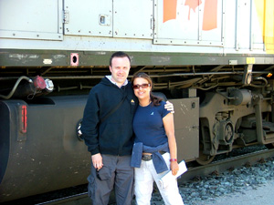 Nadia and I by one of the massive engines of the Canadian