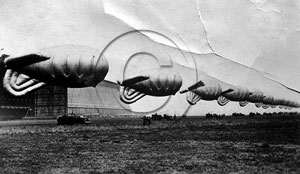 Balloons outside one of the hangers at Cardington