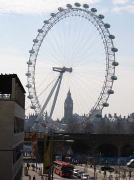Big Ben framed by the London Eye