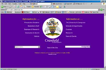 Cranfield homepage screenshot