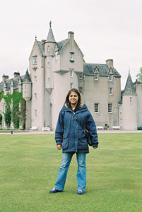 Nadia outside Ballindalloch Castle